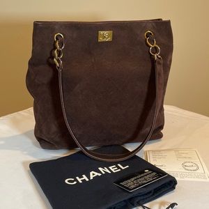 Chanel A Rated Brown Suede shopping tote